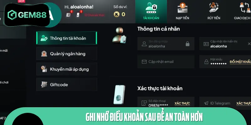 Ghi nhớ điều khoản sau để an toàn hơn