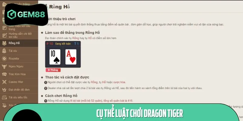 Cụ thể luật chơi Dragon Tiger